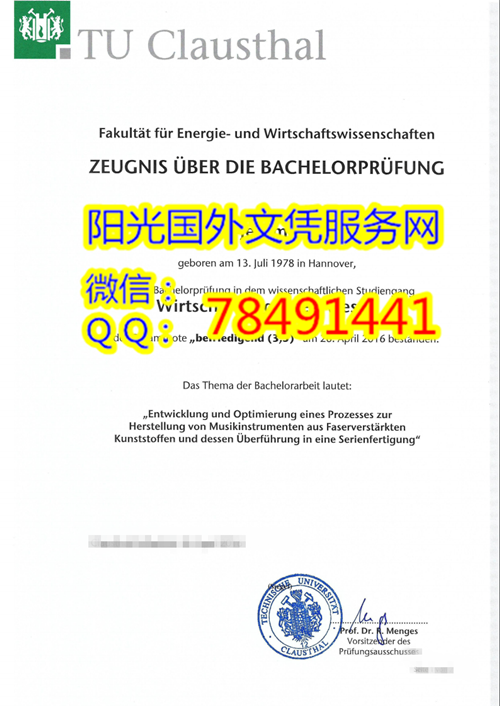 Technische Universität Clausthal  Diploma�¹�����˹������ҵ��ѧ��ҵ֤��