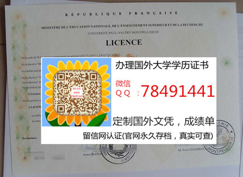 Universit�� Paul-Val��ry Montpellier III Diploma�����ɱ�����������ѧ��ҵ֤��