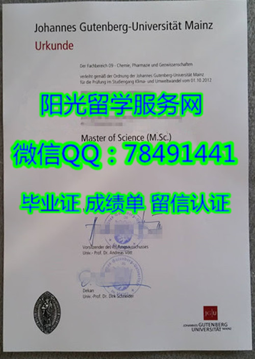 Johannes Gutenberg-University Mainz Diploma�����ȴ�ѧ��ҵ֤��