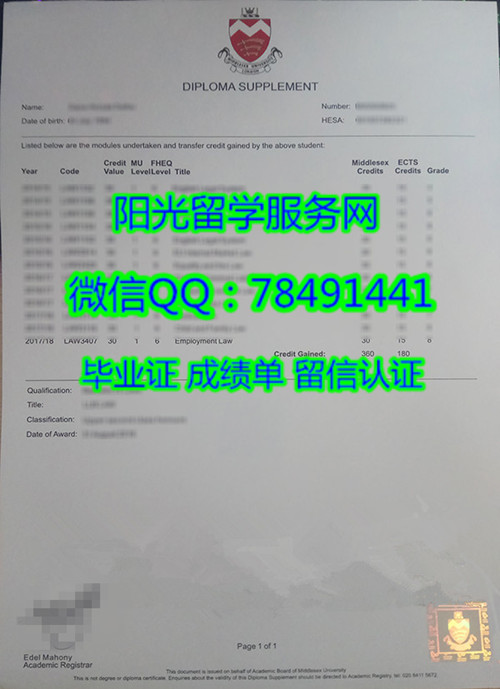 �׵���˹��ѧ�ɼ���Middlesex University  Degree Certificate Diploma