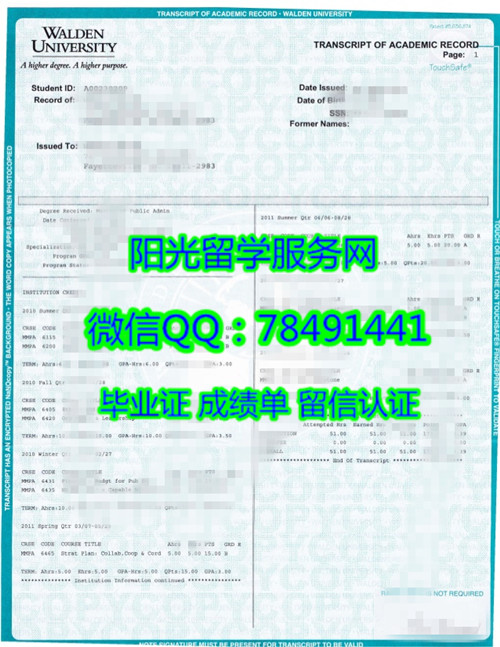 ���������߶��Ǵ�ѧ�ɼ���Walden University Diploma